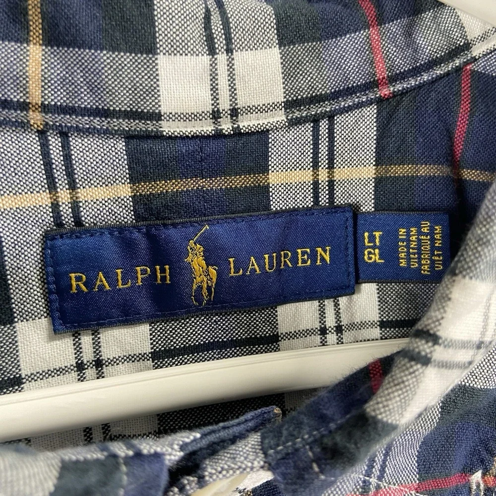 Ralph Lauren Shirt Mens LT Large Tall Button Down Flesh Pony Long Sleeve Plaid